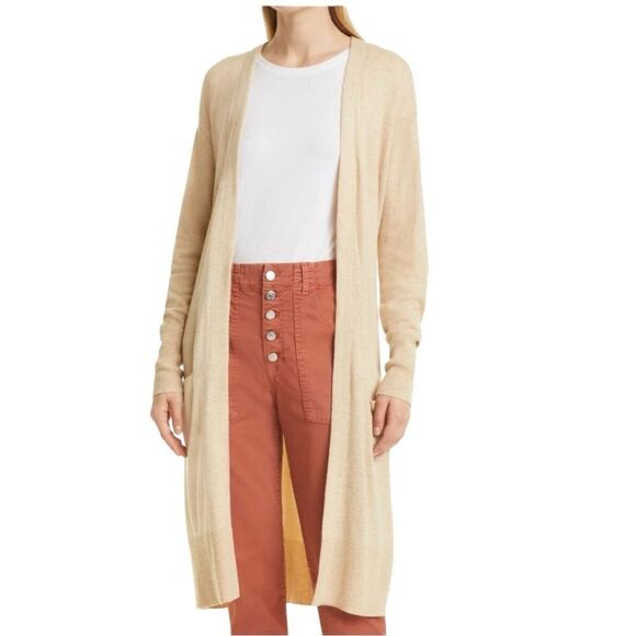 Veronica Beard Danzie Longline Cardigan Small Beige Wool Blend Lightweight - Picture 11 of 11
